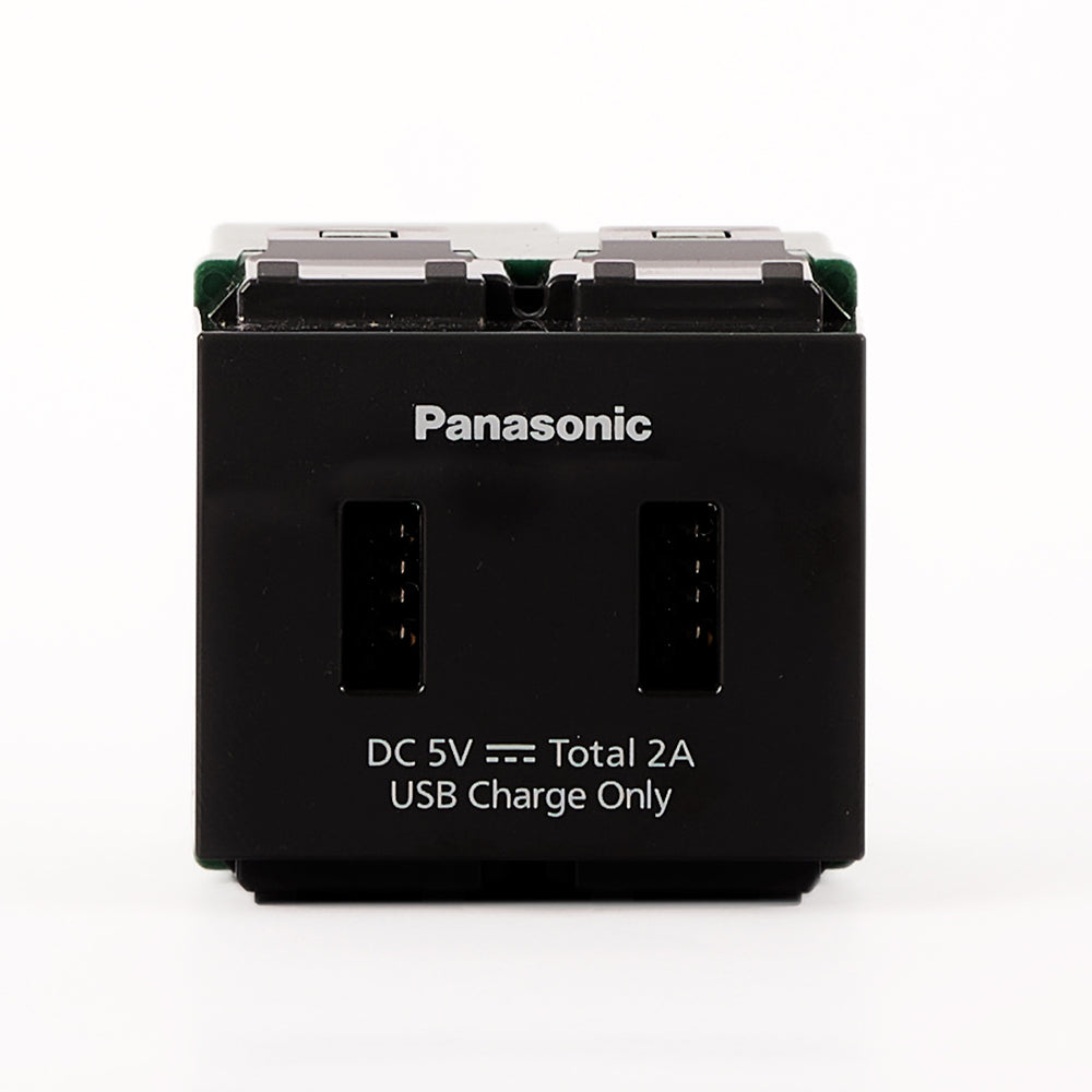 Panasonic USB socket 2 port 2A, 5V Gray Wide | USB Charger Outlet 215254 - Grey - SKU 215254