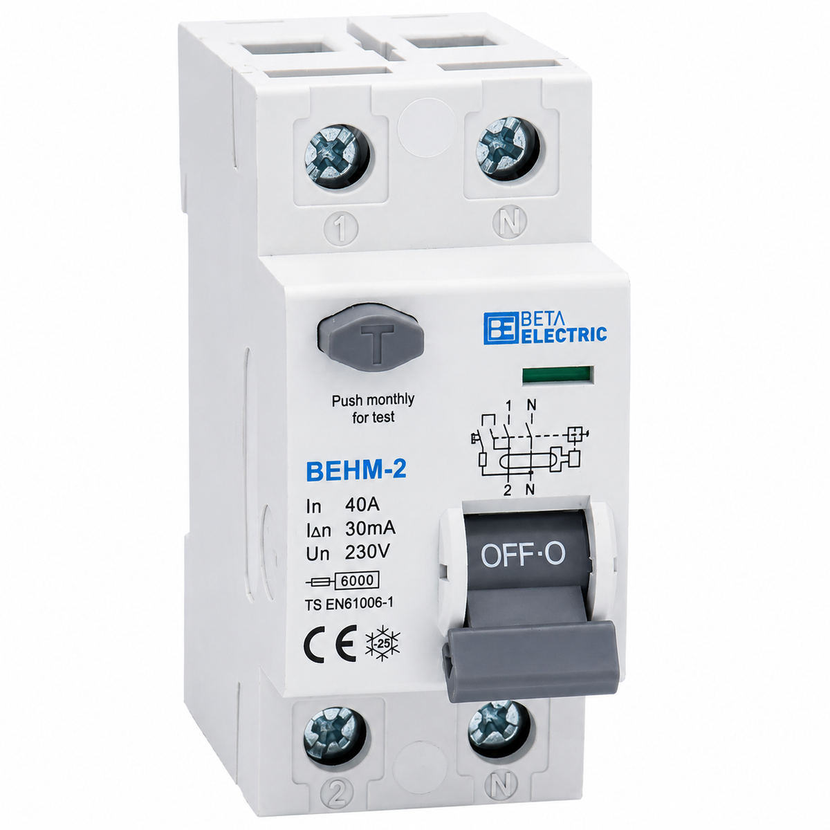 Beta Electric 2P Earth Leakage 30mA 6KA RCCB Residual Current Circuit Breaker