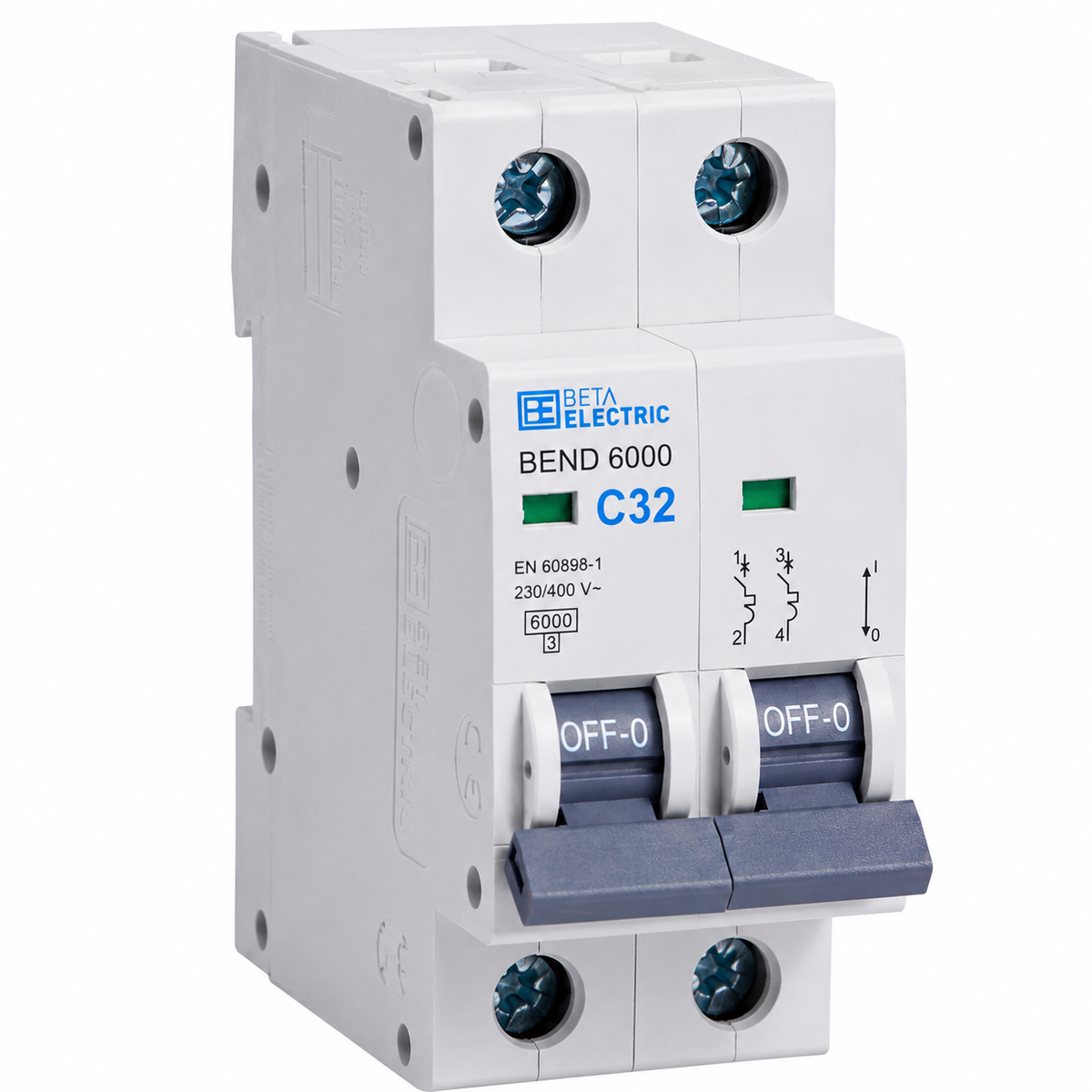 Beta Electric 2P Curve C, 10A - 63A MCB 6KA Miniature Circuit Breaker