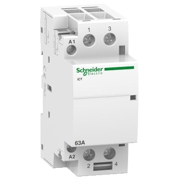 Schneider Electric Acti9 iCT Modular Contactor A9C20862 | 2-Pole, 2NO, 63A, 220-240V AC Coil High-Performance Single-Phase Power Switching