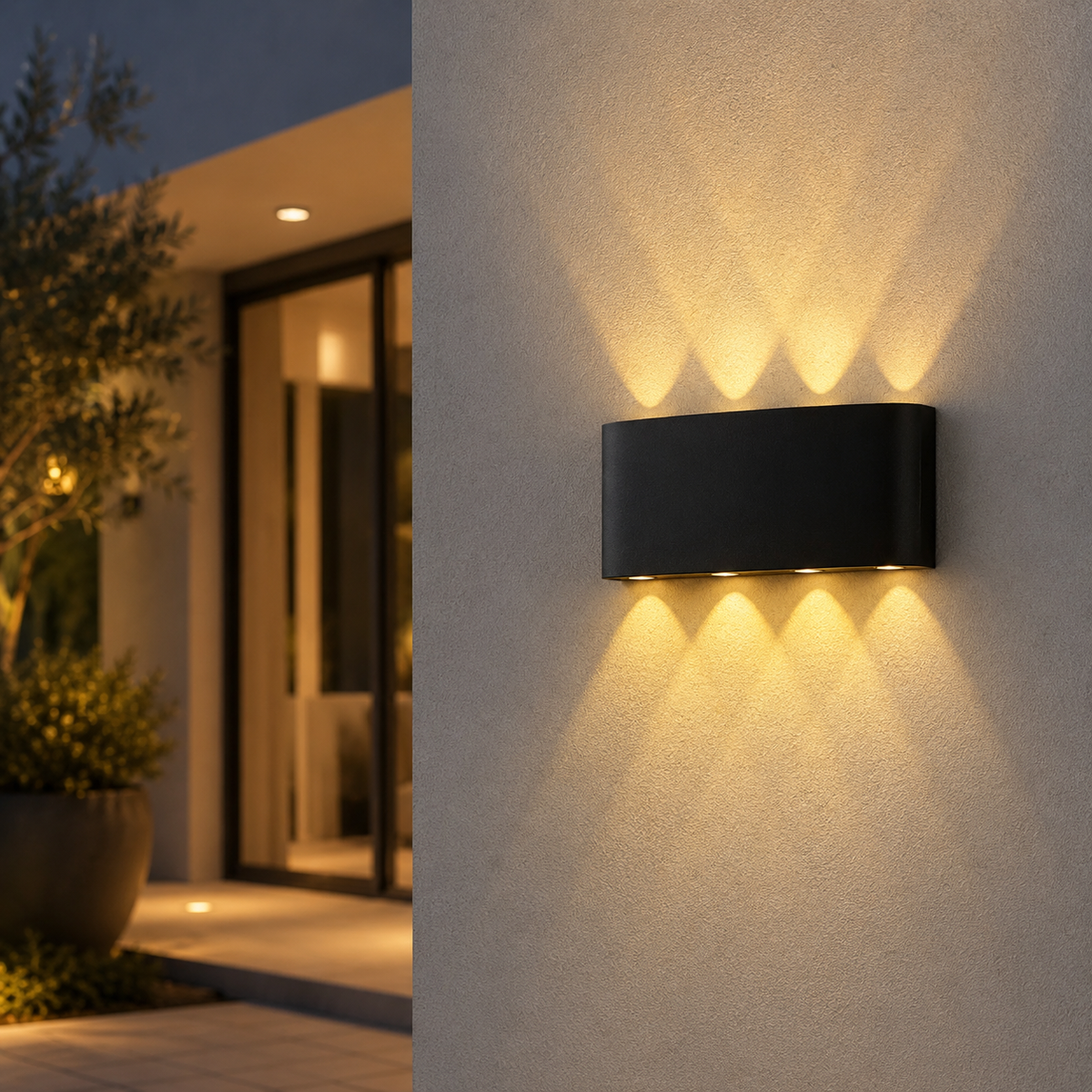 Up & Down Quattro أسود 8 W IP54 حائط خارجي إضاءة | حائط خارجي إضاءة