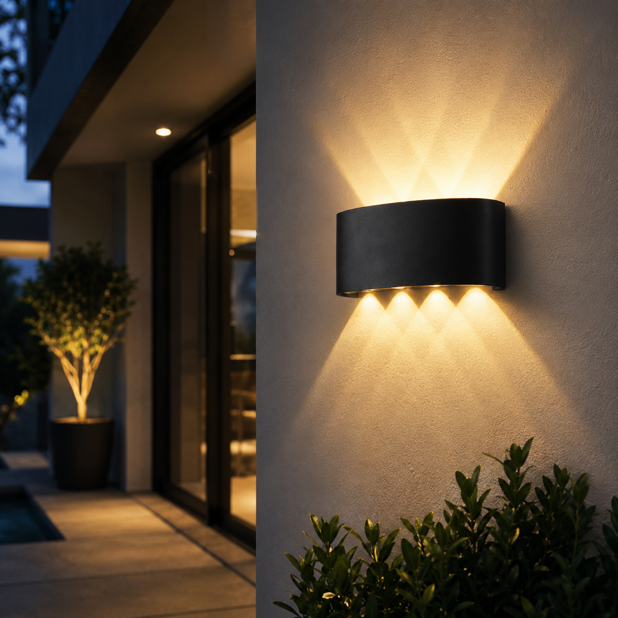 Triple Black Up & Down 6 W IP54 Outdoor Wall Light | Outdoor Wall Lighting