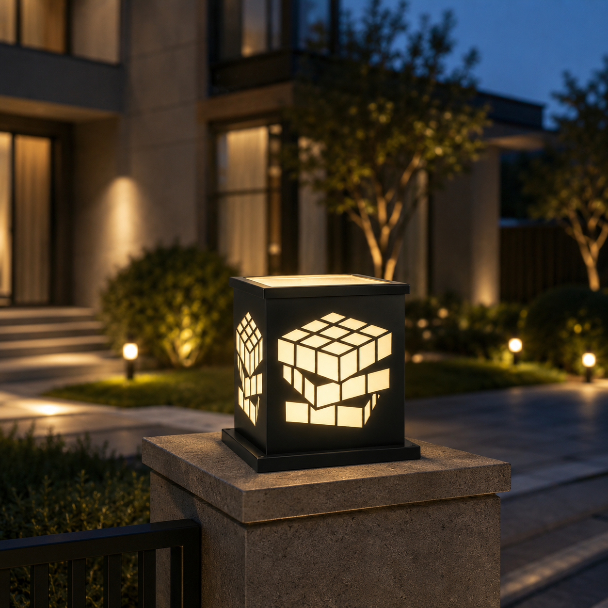Cubic Puzzle Shape Black IP56 25*25 1*e27 Outdoor Wall Lantern | Outdoor Wall Lighting
