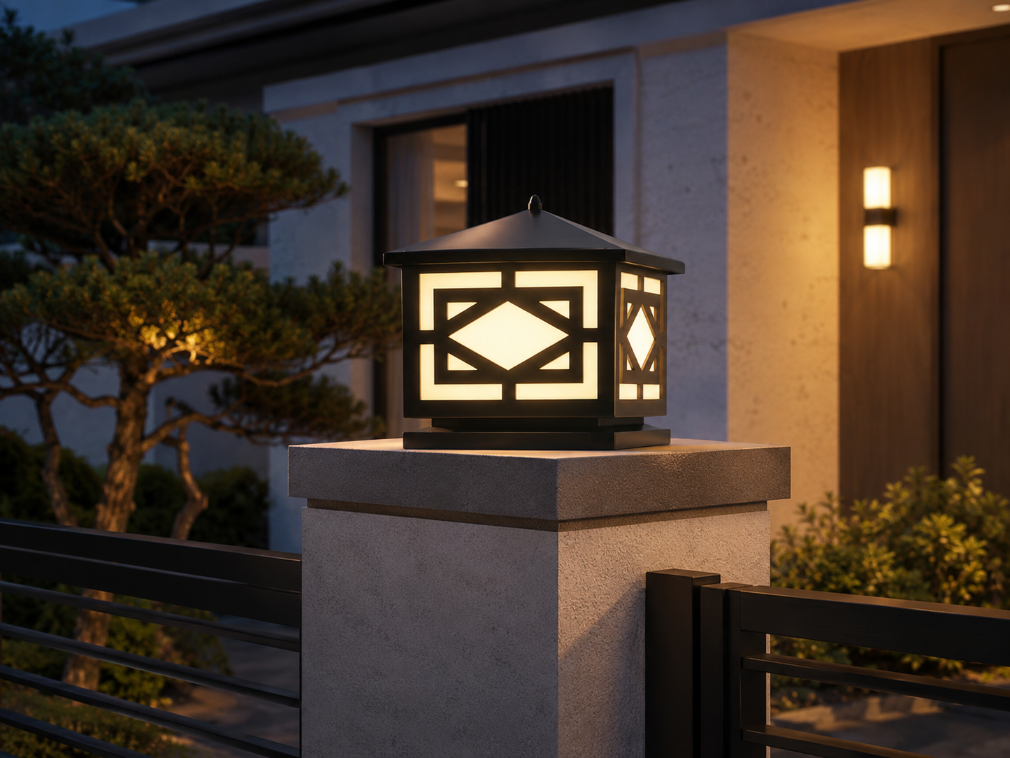 Pyramid Top أسود IP56 30*30 1*e27 حائط خارجي Lantern | حائط خارجي إضاءة