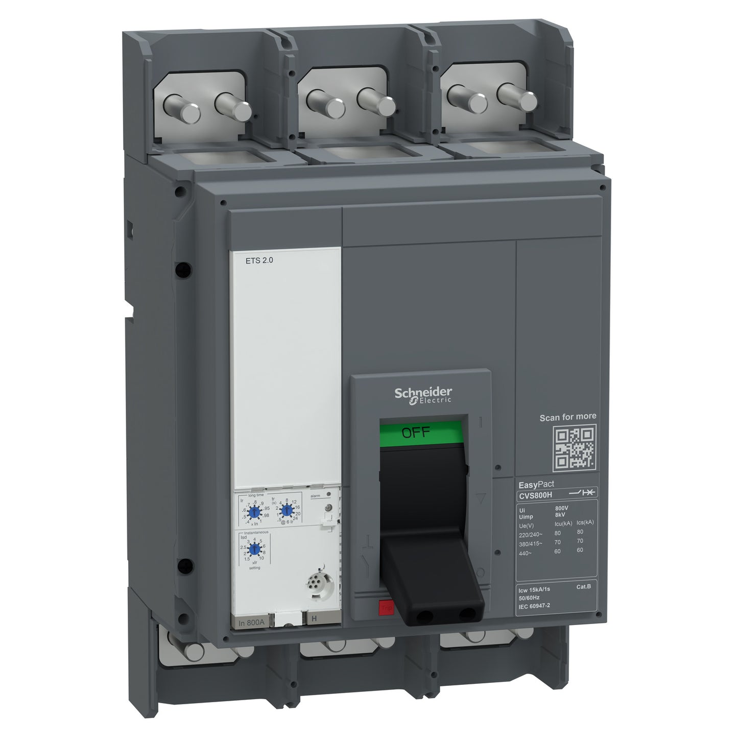 شنايدر إلكتريك Schneider E080N320FM EasyPact CVS800 MCCB قاطع اتوماتيك, 800 أمبير | قاطع MCCB اتوماتيك علبة مصبوبة