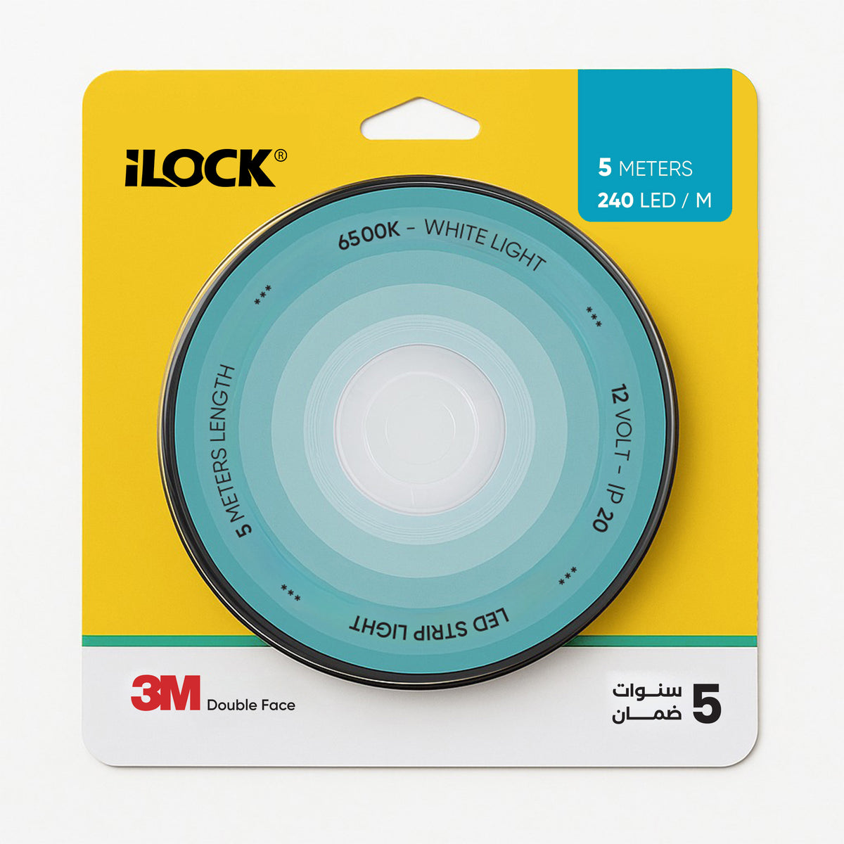 آي لوك iLock شريط LED إضاءة | 6500K | 5 متر | 240 LED ليد ( Use مع باور سبلاي / مزود طاقة Only) - SKU آي لوك iLock-7795