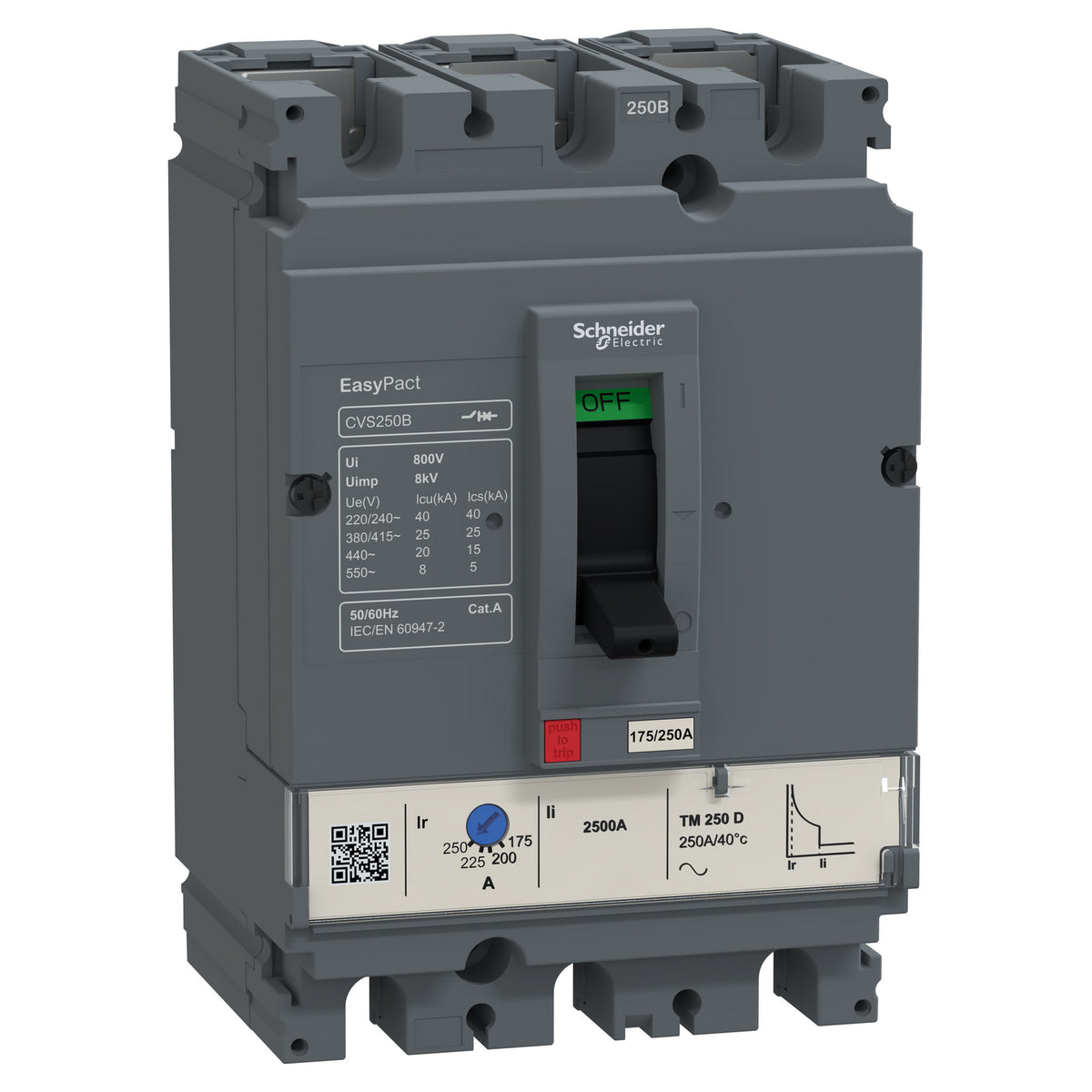 Schneider Electric LV510306 EasyPact CVS MCCB CVS100B 3P 80A 25kA TMD – قاطع MCCB شنايدر LV510306