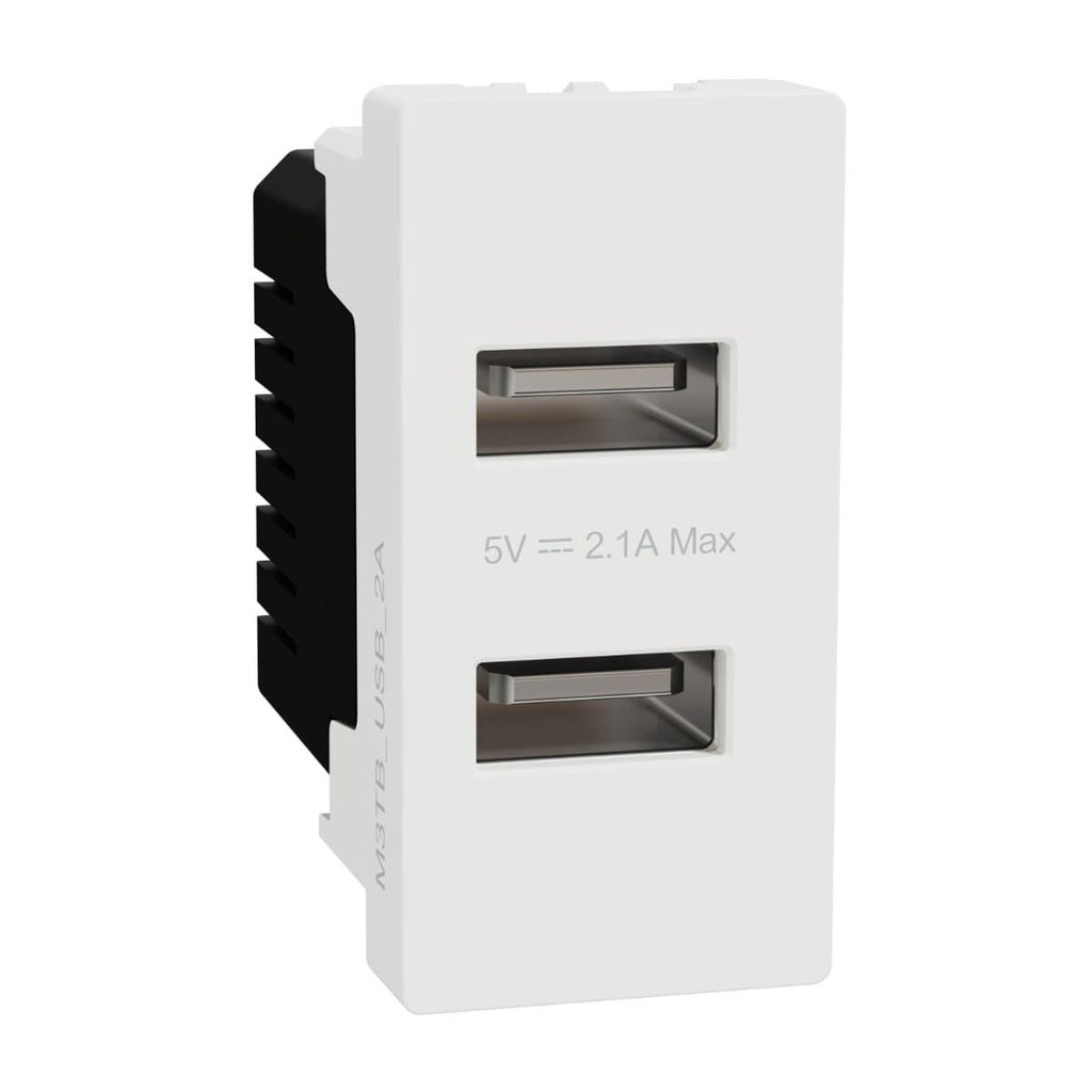 Schneider Electric M3TB_USB_2A | USB Type A, Miluz E, 2 Port, 2.1A, 1 Module, White