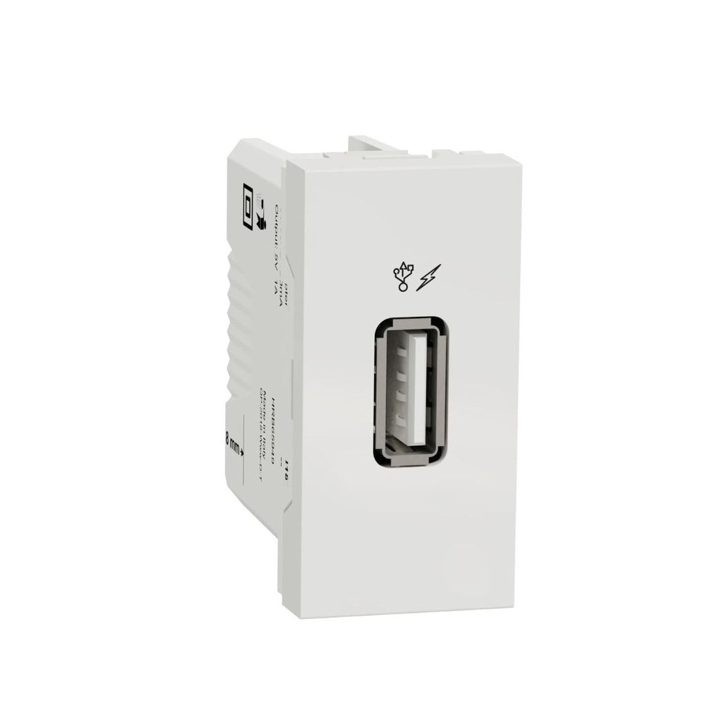 Schneider Electric NU342818 | New Unica – USB charger 1 A – 1 module – type A – white