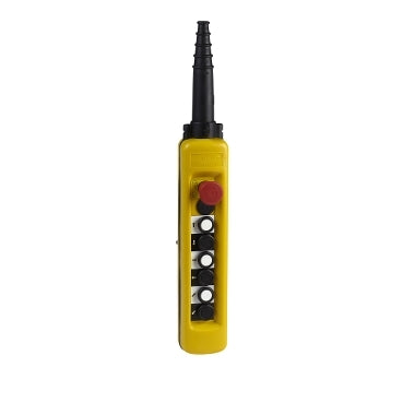 Spark pendant control station XAC-A with 5 pushbuttons and emergency stop, yellow housing