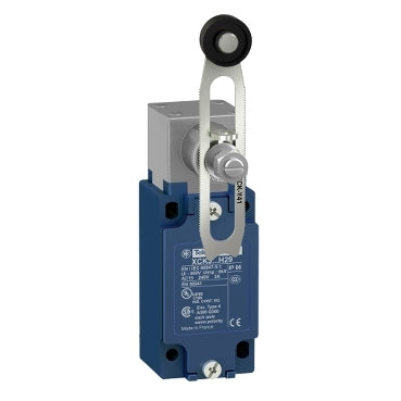 Telemecanique XCKJ limit switch, XC Standard blue body, roller lever, 1NC+1NO Pg13