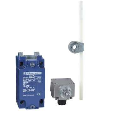 Spark XCKJ10559 limit switch with blue thermoplastic XC housing, 6 mm round lever, 1NC+1NO, Pg13