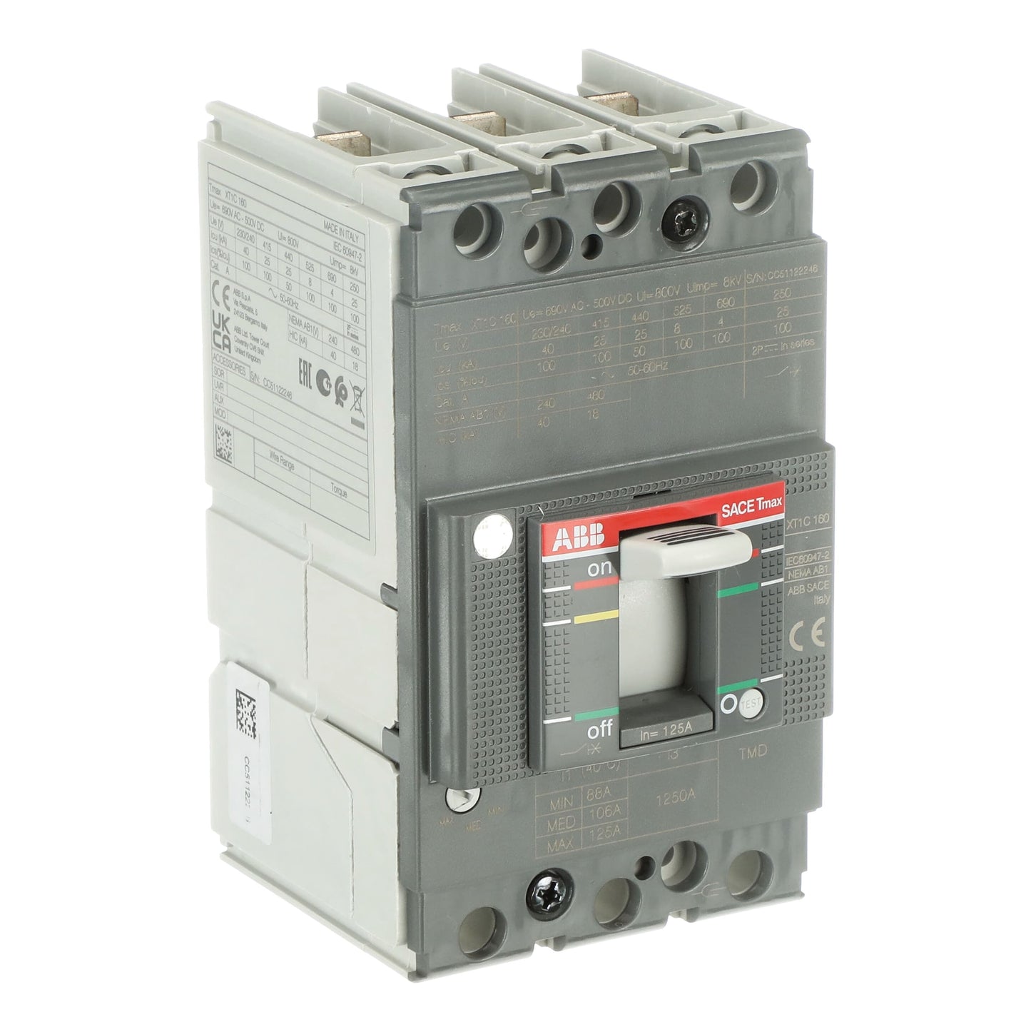 إيه بي بي ABB 1SDA067398R1 | XT1C 160 TMD 125-1250 3P 3 قطب F F Tmax XT قواطع MCCB اتوماتيك علبة مصبوبة | 160 أمبير, 3P 3 قطب, C breaking-capacity class (جهد-dependent) - إيه بي بي ABB part number 1SDA067398R1