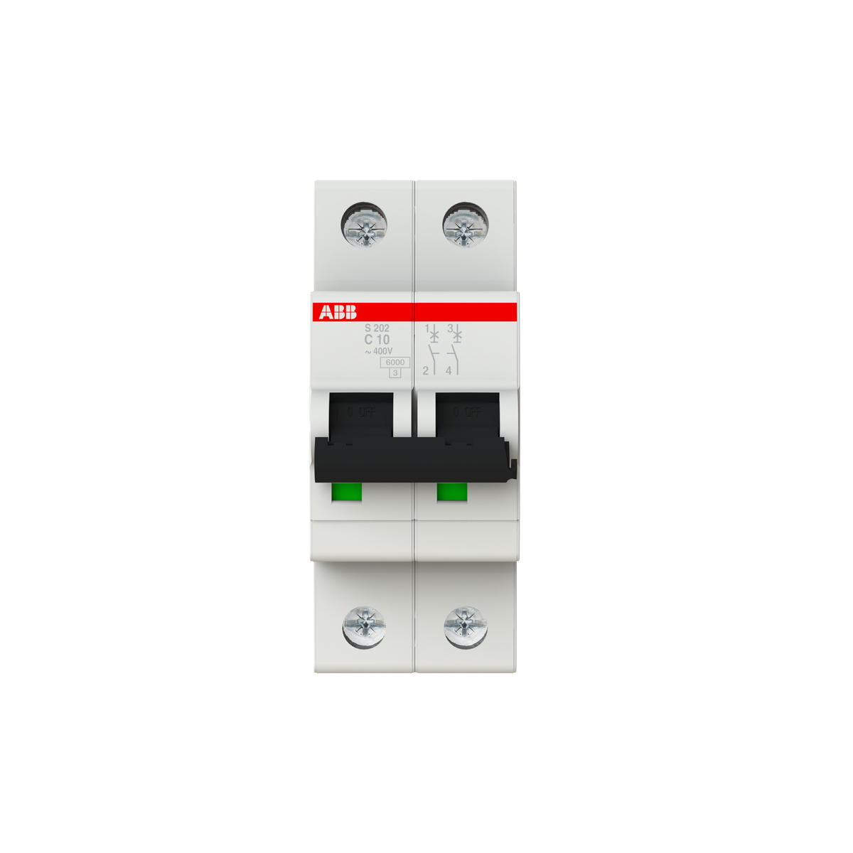 ABB 2CDS252001R0104 | S202-C10 Miniature Circuit Breakers | 10 A, 2P, 6 kA (inferred from family), C - ABB part number 2CDS252001R0104