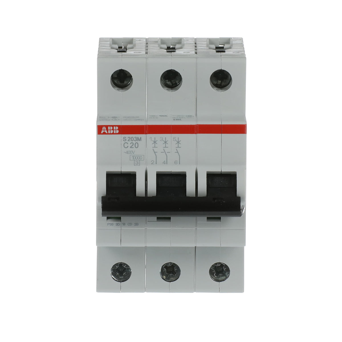 إيه بي بي ABB 2CDS273001R0204 | S203M-C20 قواطع MCB أوتوماتيك | 20 أمبير, 3P 3 قطب, 10kA قدرة قطع (inferred من family), C - إيه بي بي ABB part number 2CDS273001R0204