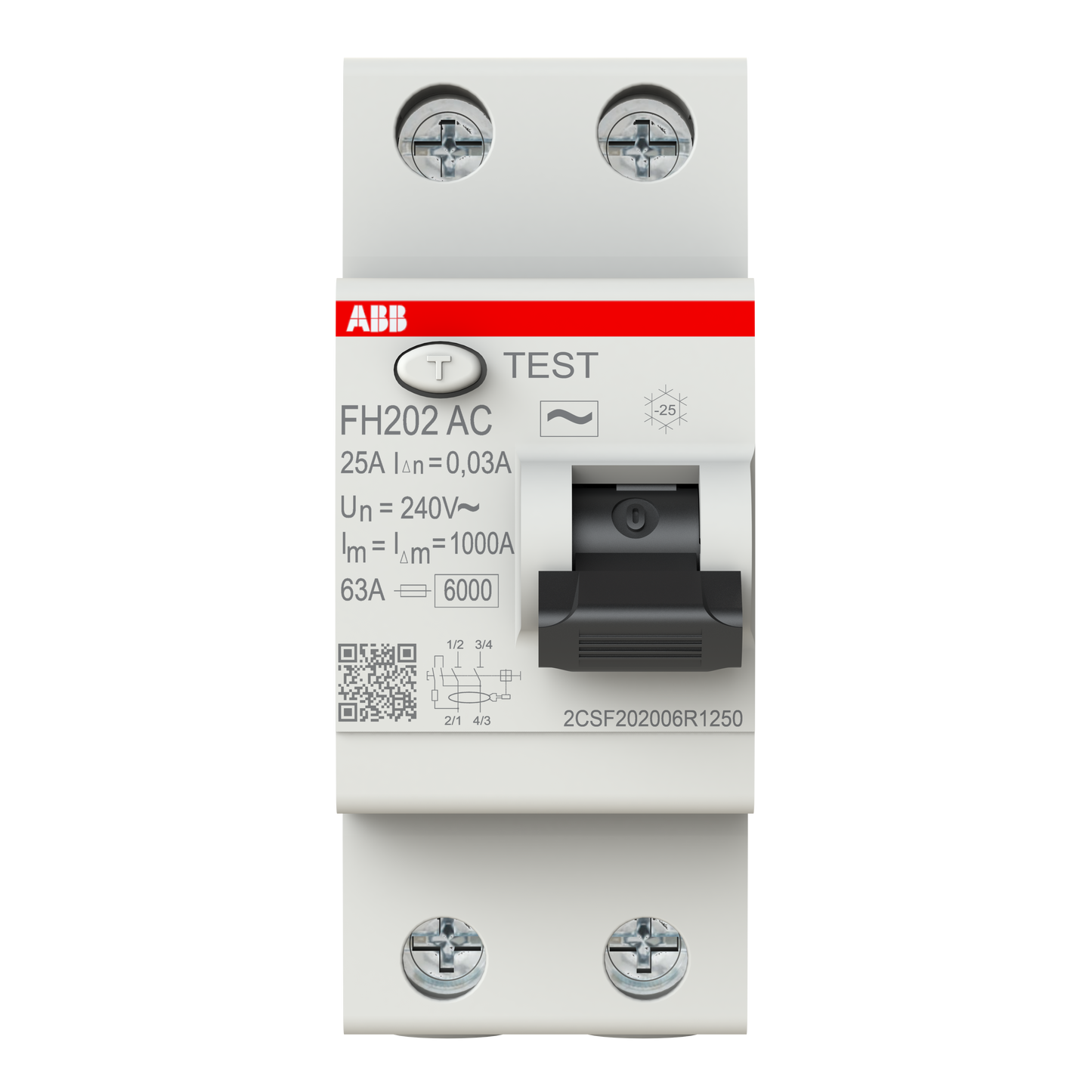 إيه بي بي ABB 2CSF202006R1250 | FH202 AC تيار متردد-25/0.03 RCCB قاطع تسريب RCD Residual تيار Devices | 25 أمبير, 2P 2 قطب, 30 mA - إيه بي بي ABB part number 2CSF202006R1250