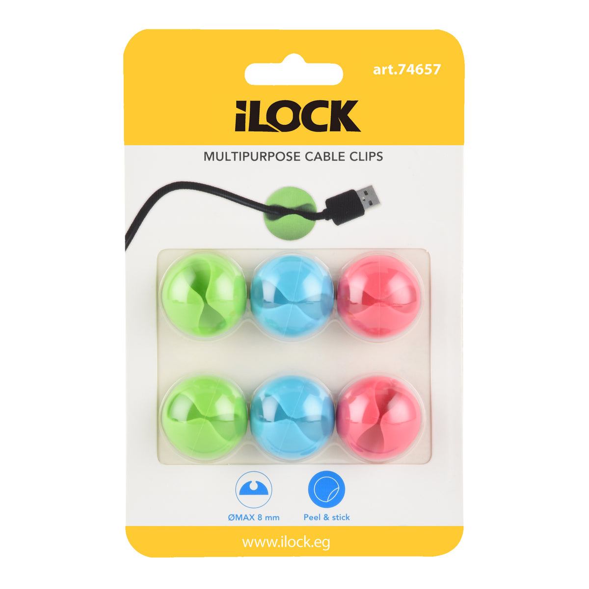 آي لوك iLock Pack من 6 Round كابل Clips – Organizer Tv – Pc- Chargers كابلات | كابل Management Accessory - SKU آي لوك iLock-4557