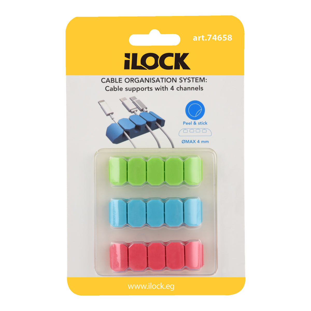 آي لوك iLock Pack من 3 Clips لـ 4 Canisters – كابل Organization System | كابل Management Accessory - SKU آي لوك iLock-4562