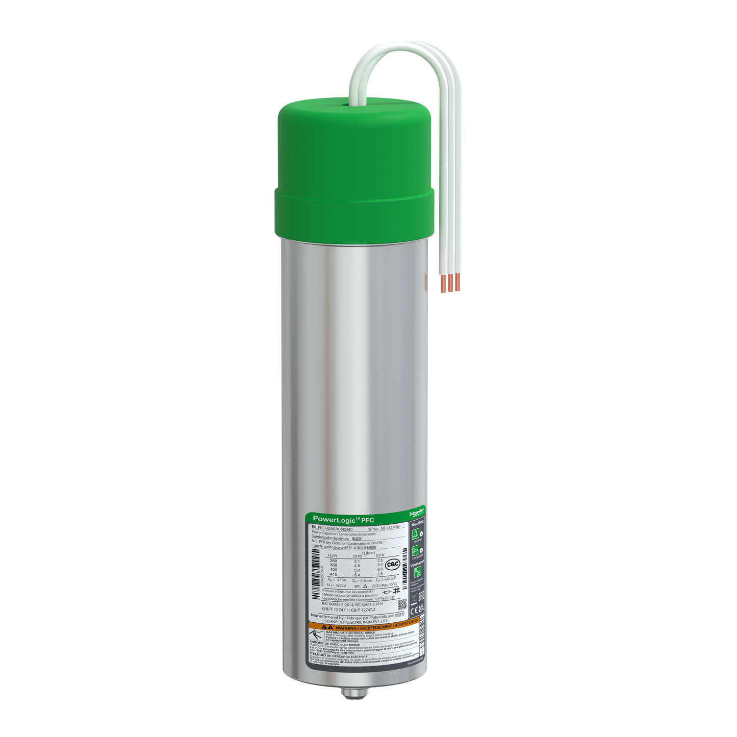 Schneider Electric BLRCH050A060B40 VarPlus Can HDuty Capacitor - 5/6 kvar - 400 V - 50/60Hz | Default Title | Default Title