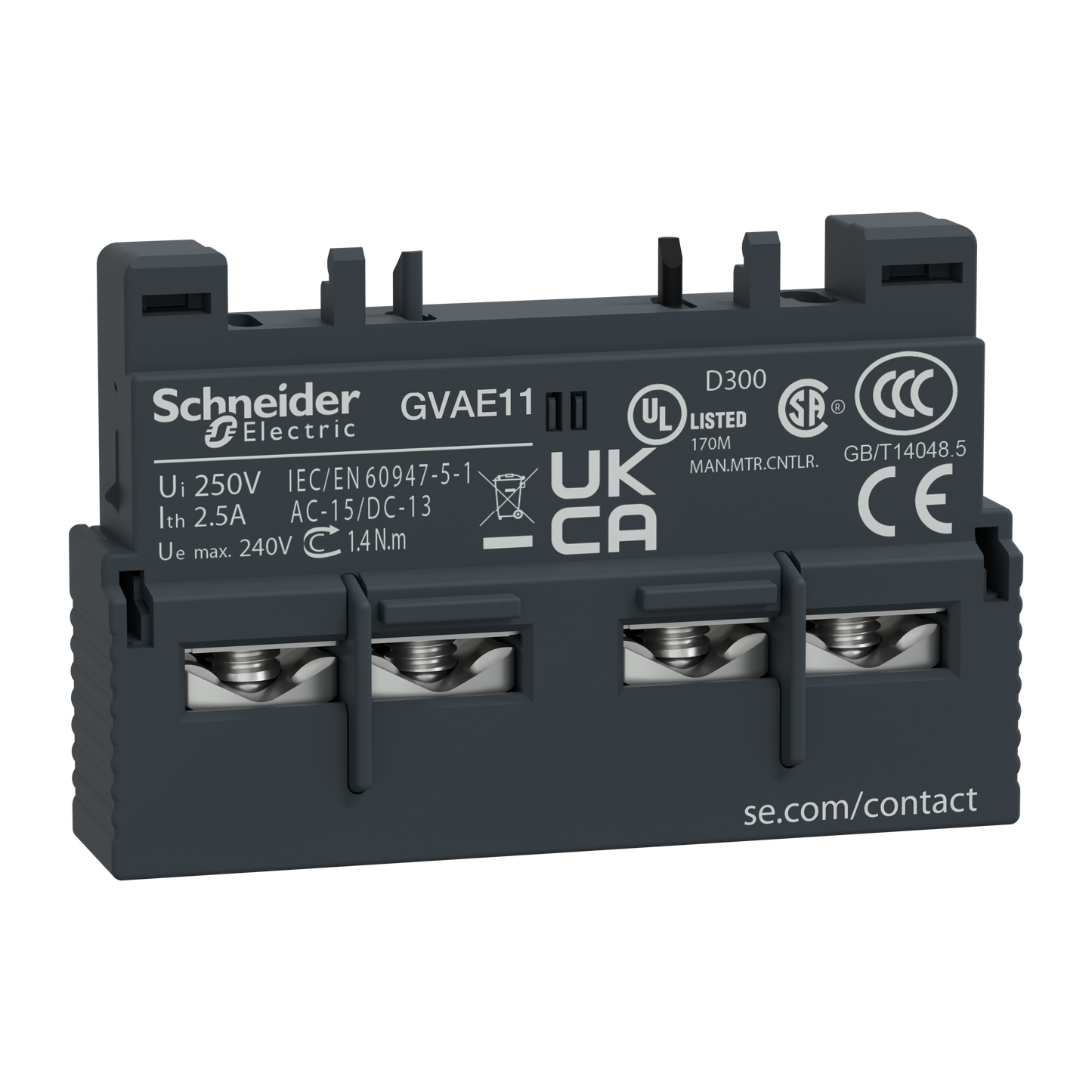 شنايدر إلكتريك Schneider GVAE11 TeSys GV2/GV3 كونتاكت مساعد / نقطة مساعدة 1 NO مفتوح + 1 NC مغلق