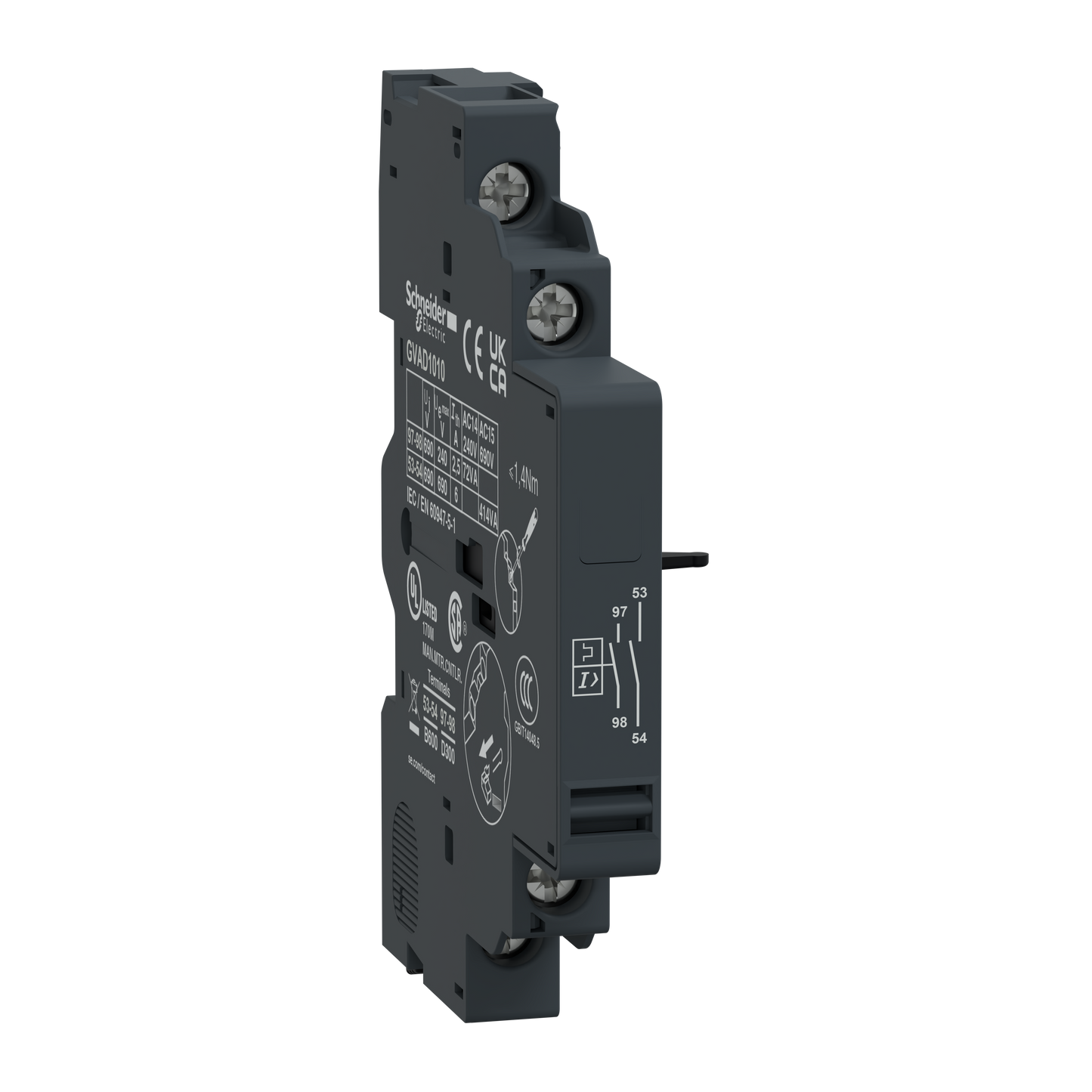 شنايدر إلكتريك Schneider GVAD1010 TeSys GV2/GV3 كونتاكت مساعد / نقطة مساعدة 1 NO مفتوح