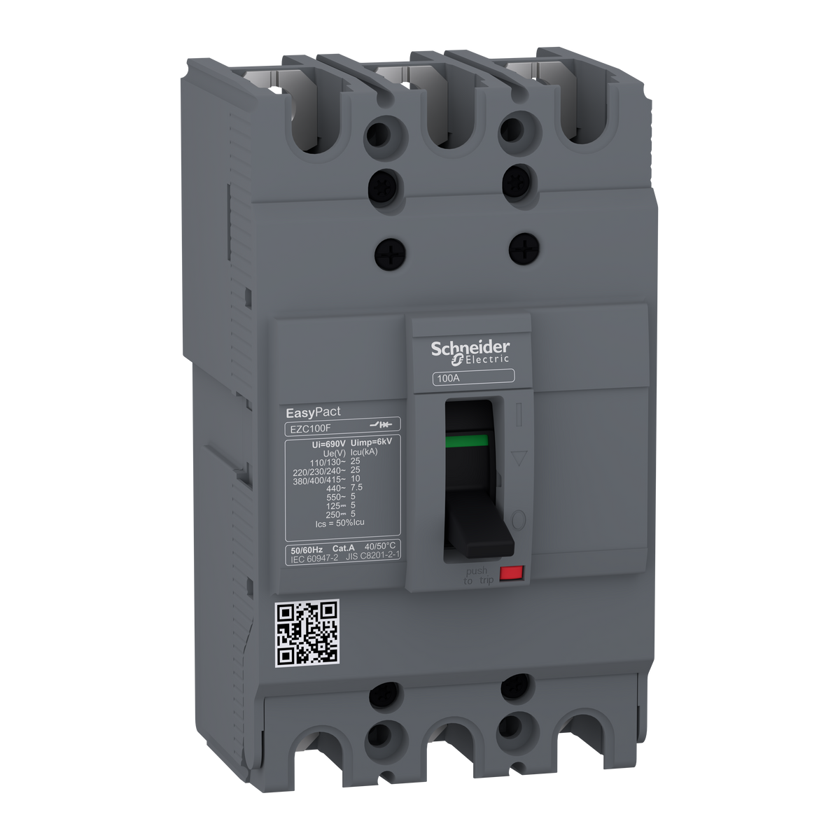 Schneider Electric EZC100F3100 circuit breaker Easypact EZC100F - TMD - 100 A - 3 poles 3d | Default Title | Default Title