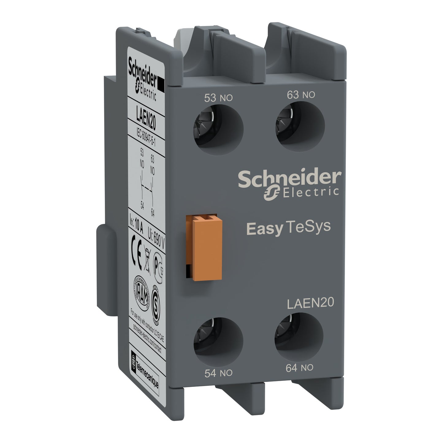 Schneider Electric LAEN20 Easy TeSys Auxiliary Contact Block 2NO for LC1E/CAE