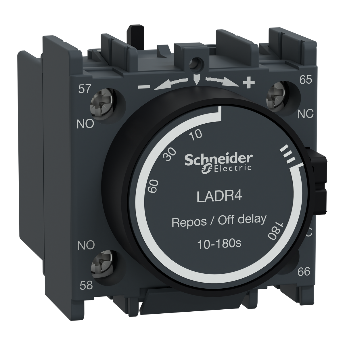 Schneider Electric LADR4 TeSys D Time Delay Auxiliary Contact Block 1NO + 1NC Off Delay 10-180 S Front Mount