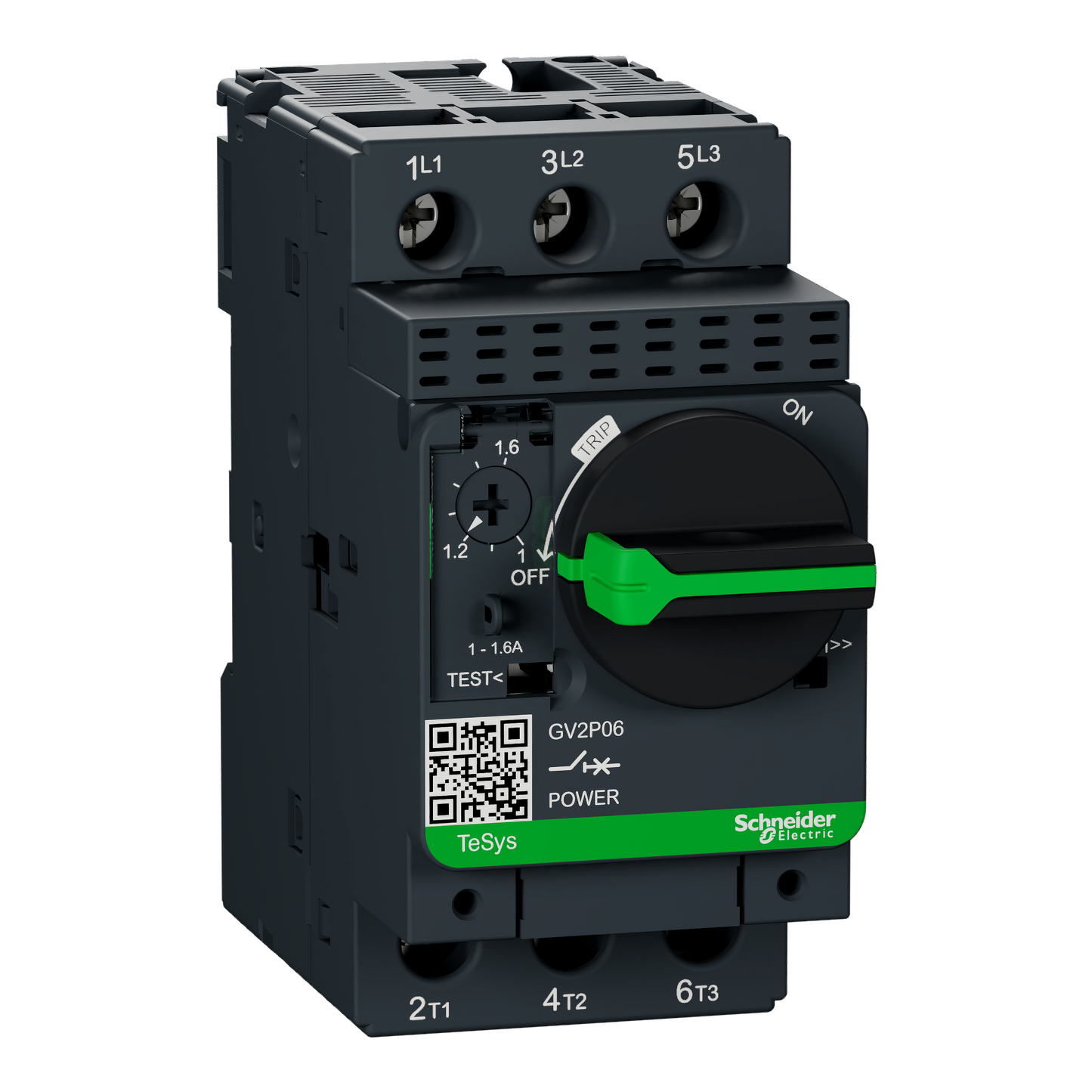Schneider Electric GV2P06 TeSys GV2 Motor Circuit Breaker 3P 1-1.6A Thermal-Magnetic