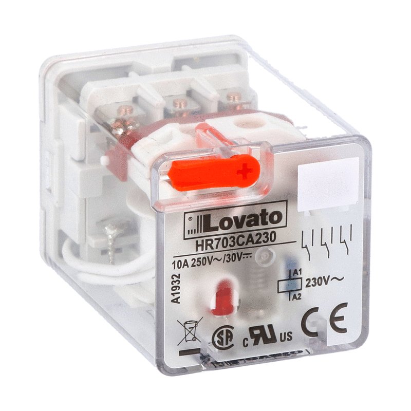 Lovato HR Plug-In Industrial Relays | 8, 11 & 14 Pin, AC/DC Coils | ريلاي وسيط لوفاتو HR | 8 و11 و14 رجل، ملفات مترددة ومستمرّة