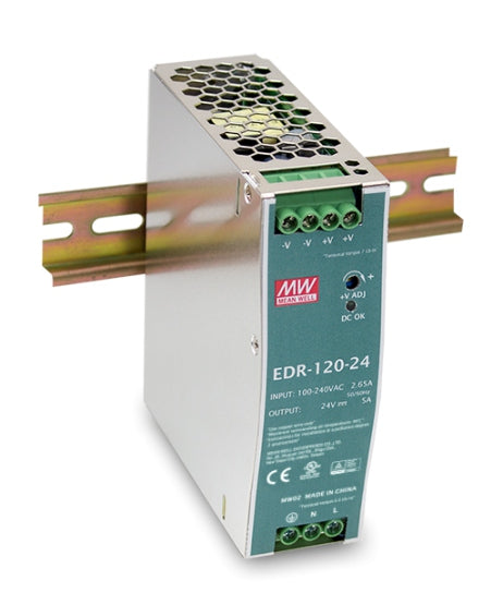 MEAN WELL EDR-120 official manufacturer product photo; output and option label may differ | مين ويل