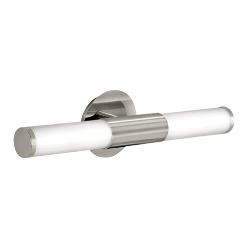 Applec 171731 Circular Back Plate with Extending Arm In Satin Nickel Finish with 2 Cylindrical Matt Opal White Glass Shades 2*e14 IP44 Outdoor Wall Light | Outdoor Wall Lighting - SKU 171731