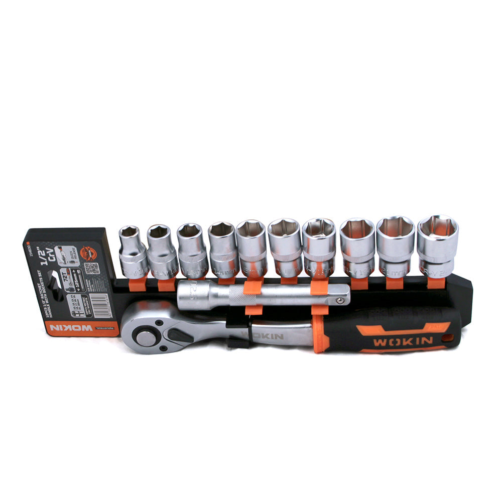 Wokin 12-piece 1/2 inch ratchet and socket set