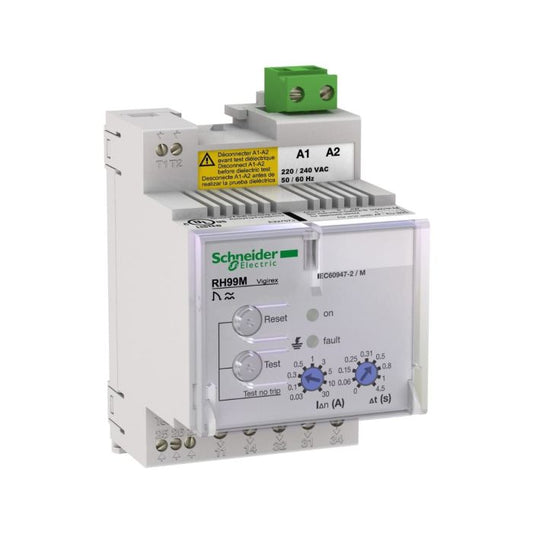 Schneider Electric 56193 Vigirex RH99M Earth-Leakage Relay 0.03–30A 0–4.5s 240V Automatic Reset