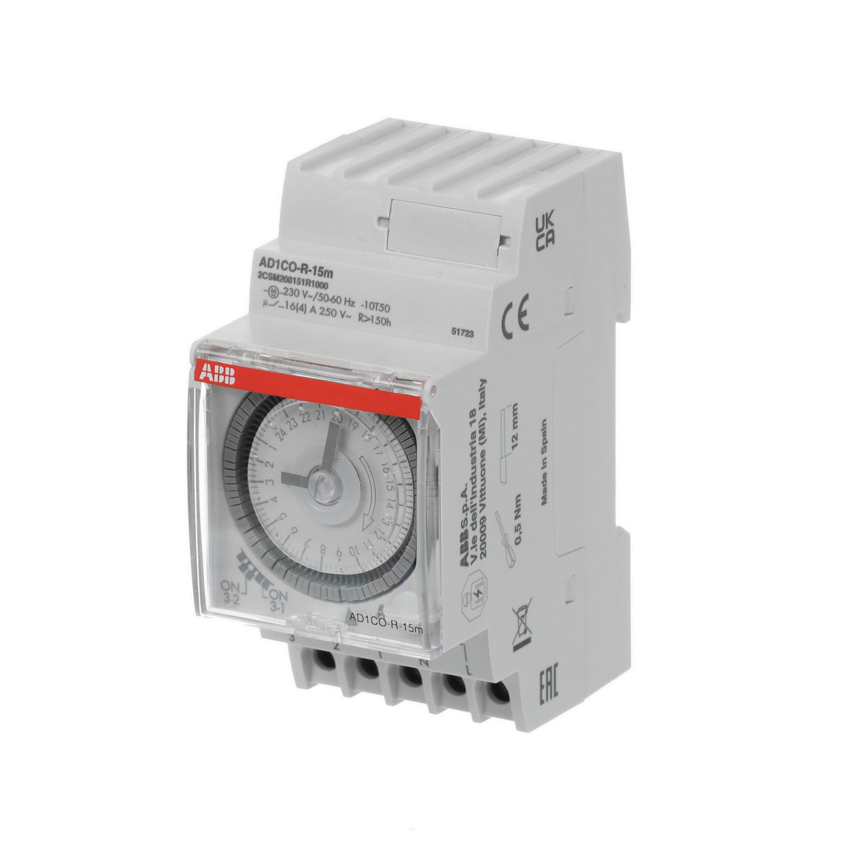ABB AD1CO-R-15m Analogue Daily Time Switch 24h 16A – تايمر يومي ABB AD1CO-R-15m
