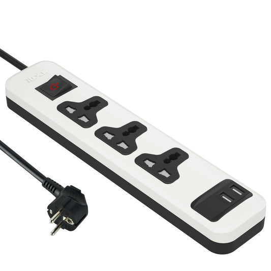 iLock Universal Power Strip With 3 Outlets & 2 USB Ports (2 USB-A) Fast Charging 2M – مشترك كهرباء آي لوك