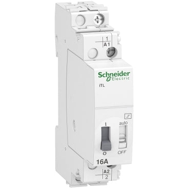 قاطع تلامسي شنايدر إلكتريك Acti9 iTL Impulse Relay A9C30811 | أحادي القطب، 1 مفتوح عادة، 16 أمبير، ملف 230-240 فولت تيار متردد، مفتاح تحكم إضاءة قفل عن بُعد