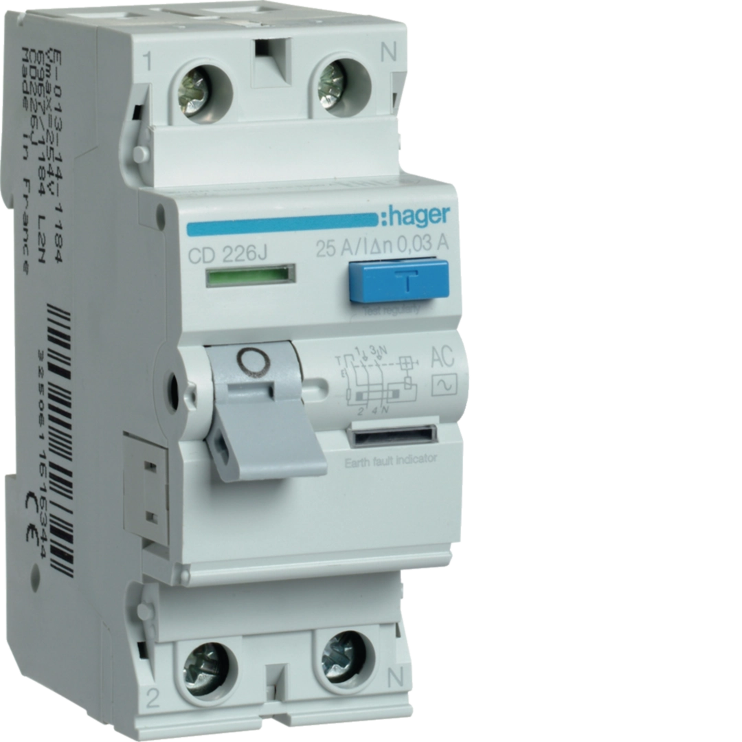 هاجر Hager هاجر Hager-cd-RCCB قاطع تسريب-2P 2 قطب-30ma-type-AC تيار متردد product image