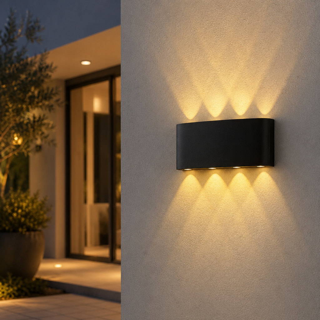 Up & Down Quattro Black 8 W IP54 Outdoor Wall Light | Outdoor Wall Lighting