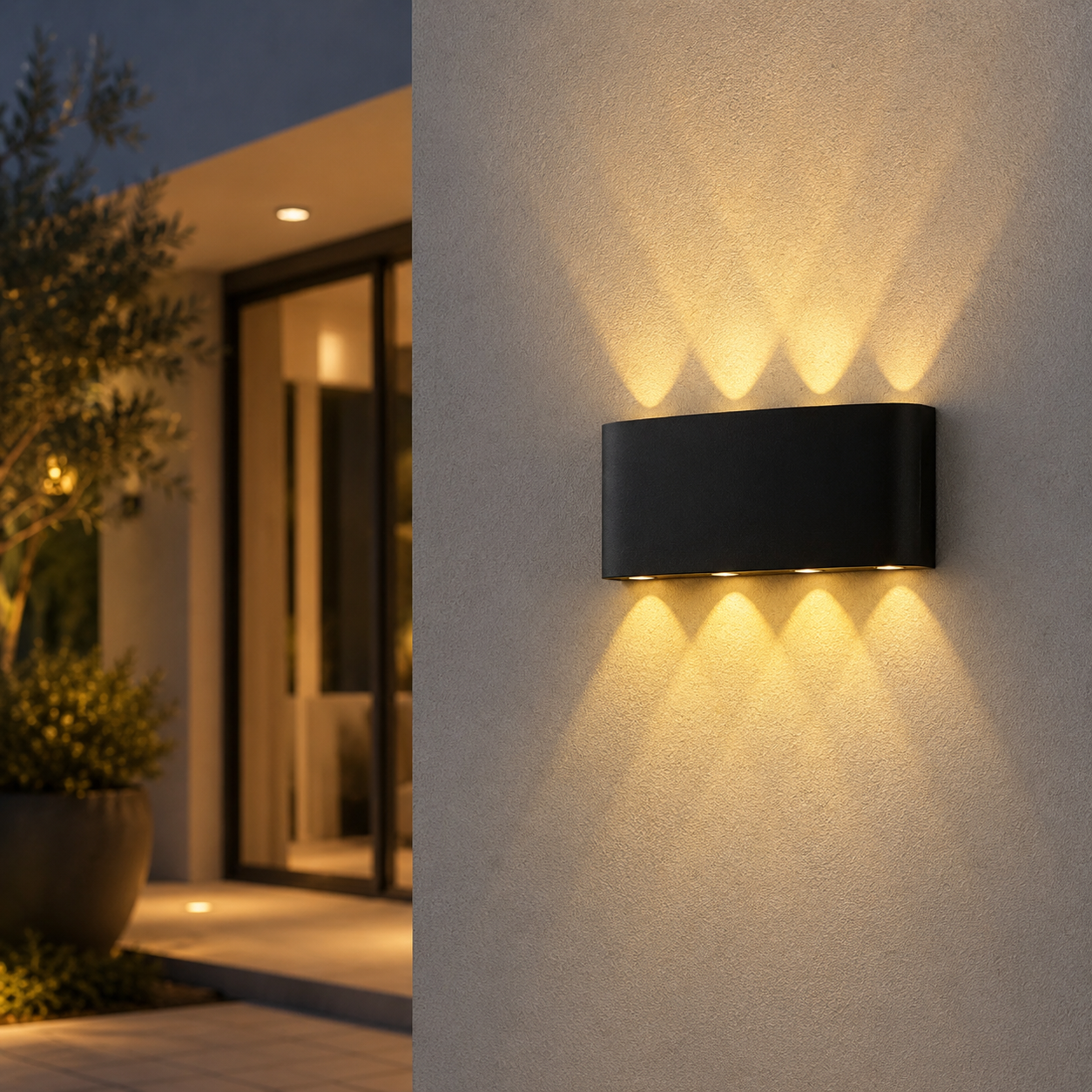 Up & Down Quattro أسود 8 W IP54 حائط خارجي إضاءة | حائط خارجي إضاءة