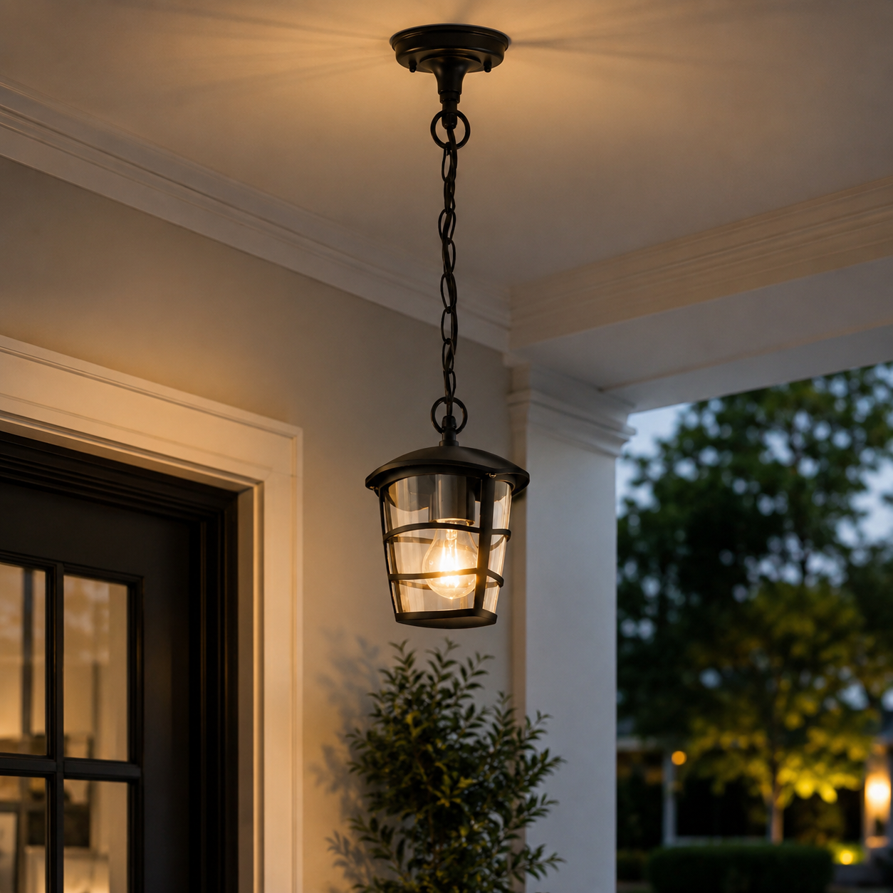 Weatherproof Die Cast إضاءة هو تقليدي Looking 1*e27 In أسود تشطيب IP44 خارجي Pendant إضاءة | خارجي Pendant إضاءة