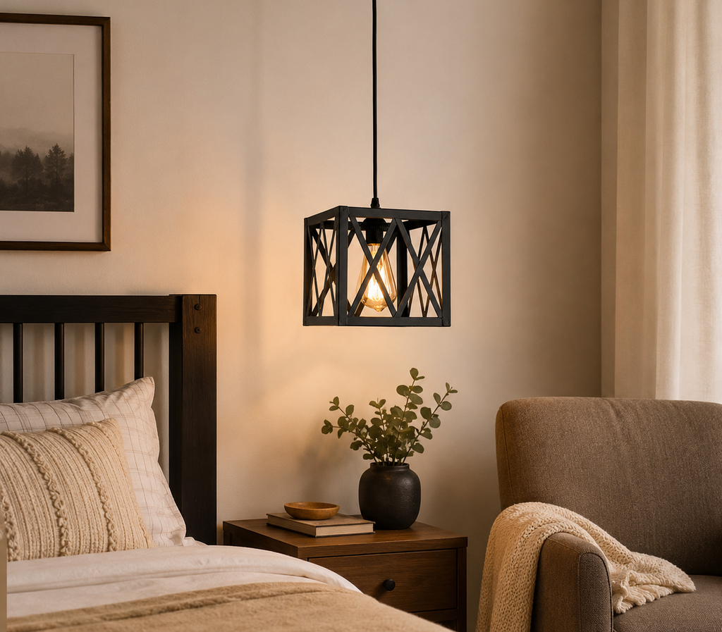 Single Pendant Light Steel cube