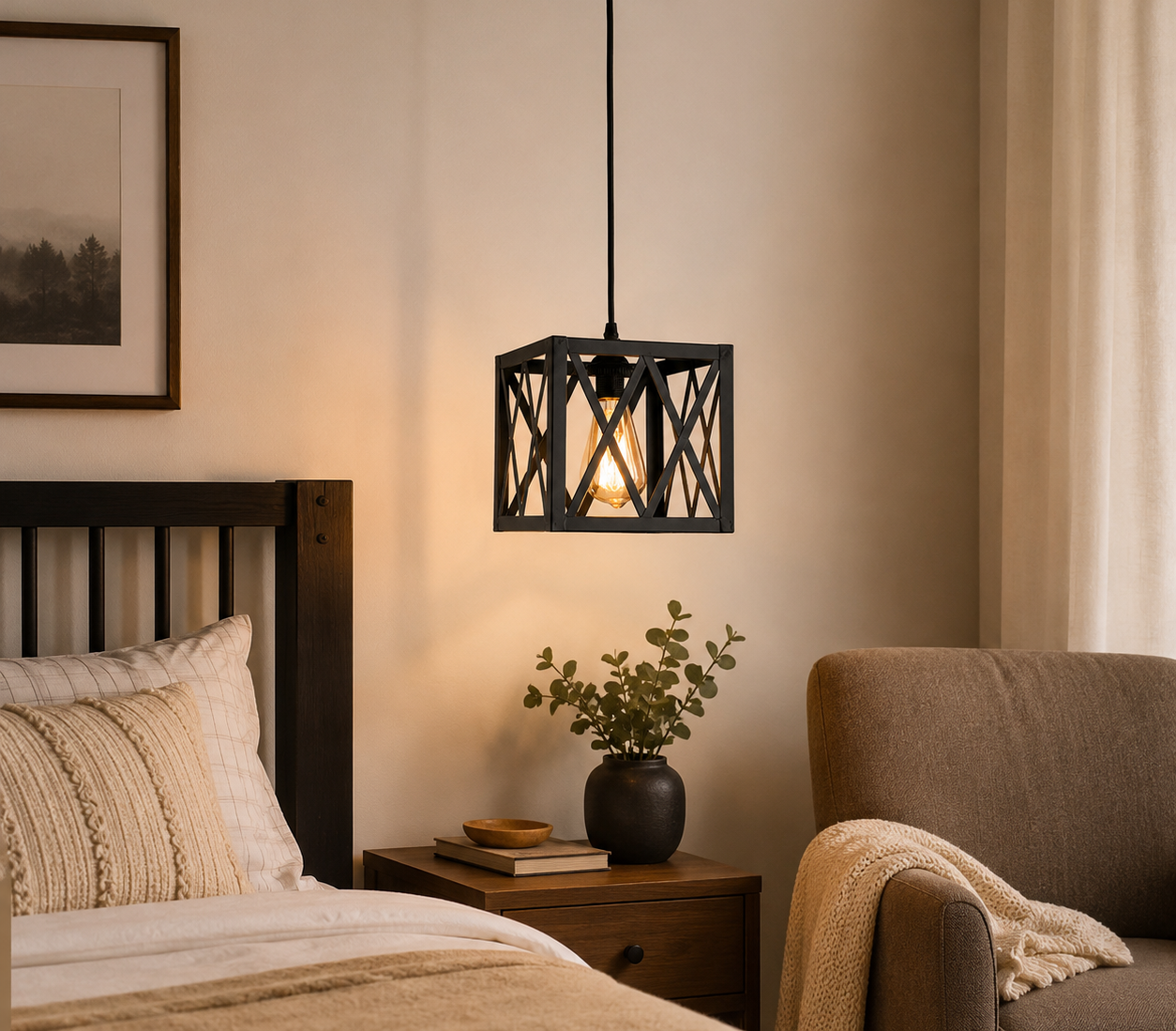 Single Pendant Light Steel cube