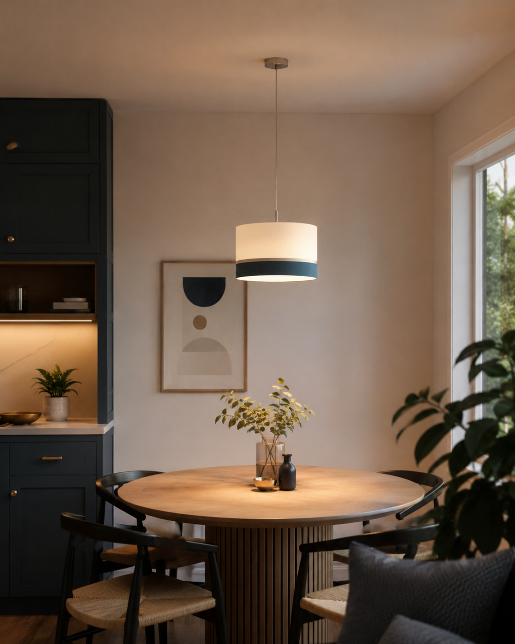 White and Blue Steel Nickel Pendant Light | Decorative Indoor Lighting