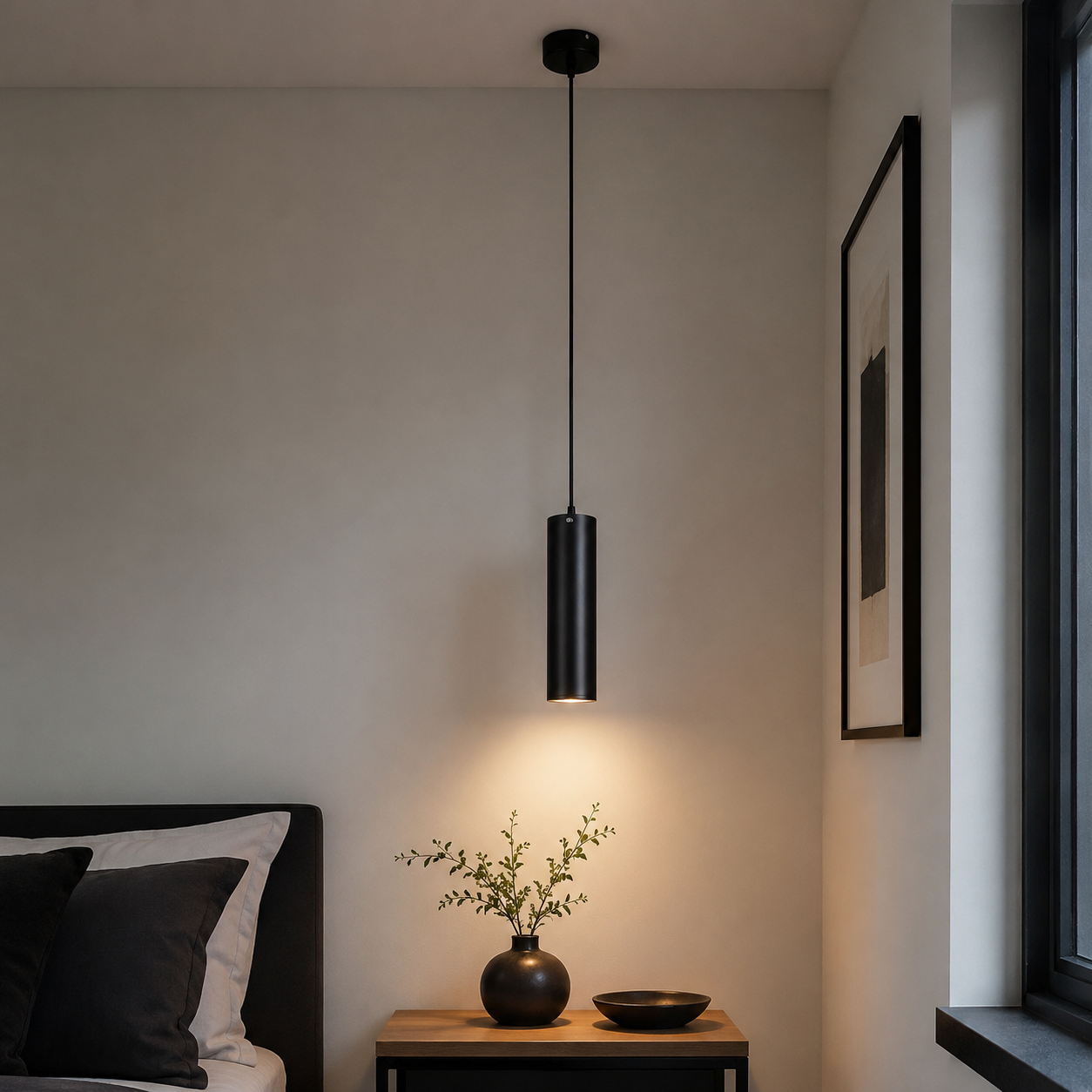 فردي أسود Cylinder Pendant إضاءة | Decorative Indoor إضاءة