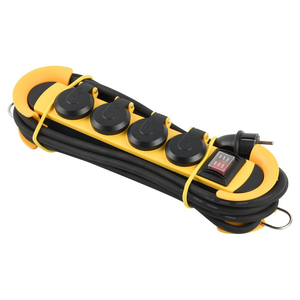 آي لوك iLock Professional مشترك كهرباء 4 مخارج كهرباء برايز / سوكتات مع IP44 فيشة – 5 متر Rubber كابل | مشترك كهرباء لـ الرئيسية & Office - SKU آي لوك iLock-3386