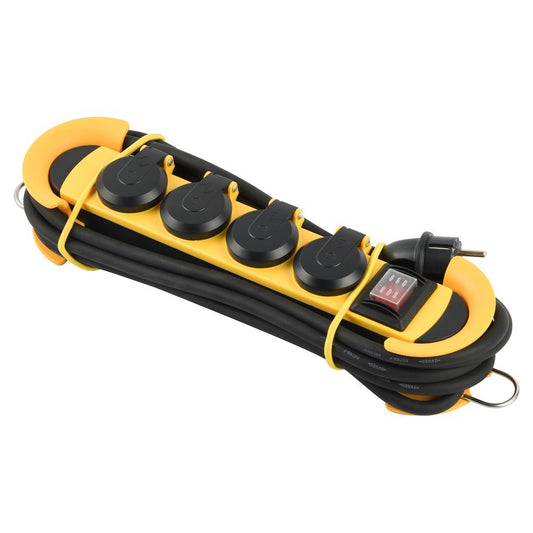 آي لوك iLock Professional مشترك كهرباء 4 مخارج كهرباء برايز / سوكتات مع IP44 فيشة – 5 متر Rubber كابل | مشترك كهرباء لـ الرئيسية & Office - SKU آي لوك iLock-3386