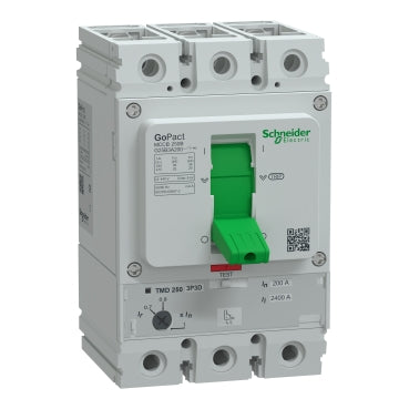 Schneider Electric GoPact MCCB G25B3A200 | قاطع دارة حراري مغناطيسي قابل للتعديل، 3 أقطاب، 200 أمبير، 25 كيلو أمبير