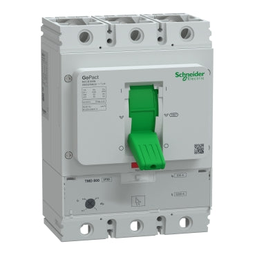 شنايدر إلكتريك GoPact MCCB G80N3TM800 | قاطع دارة حراري مغناطيسي قابل للتعديل، 3 أقطاب، 800 أمبير، 50 كيلو أمبير