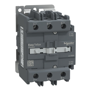 Schneider Electric Easy TeSys Contactor LC1E80M7 | 3-Pole (3NO), AC-3 80A, <= 440V, 220V AC 50Hz Coil Essential Motor Control Switch